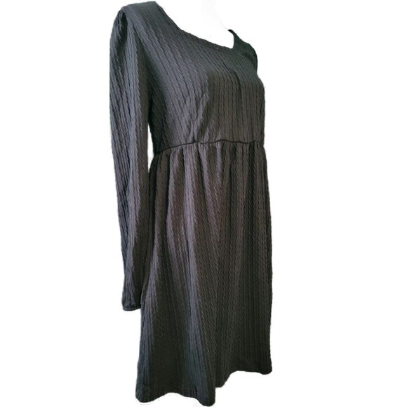 Knit Dress Square Neck Long Sleeve Knee Length Babydoll Dress Sz M - Picture 4 of 8